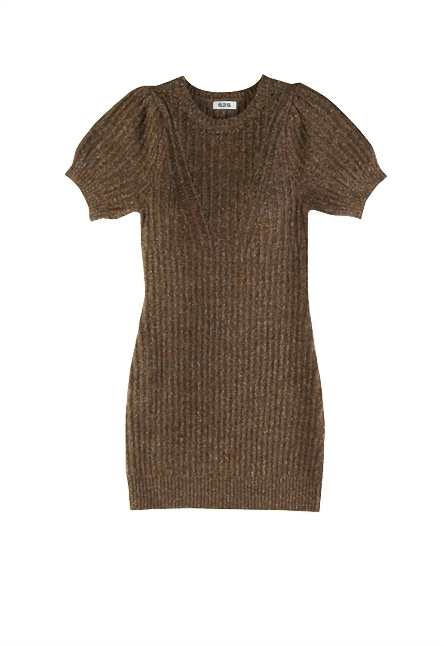 525 America - PUFF SLEEVE POINTELLE RIBBED DRESS
