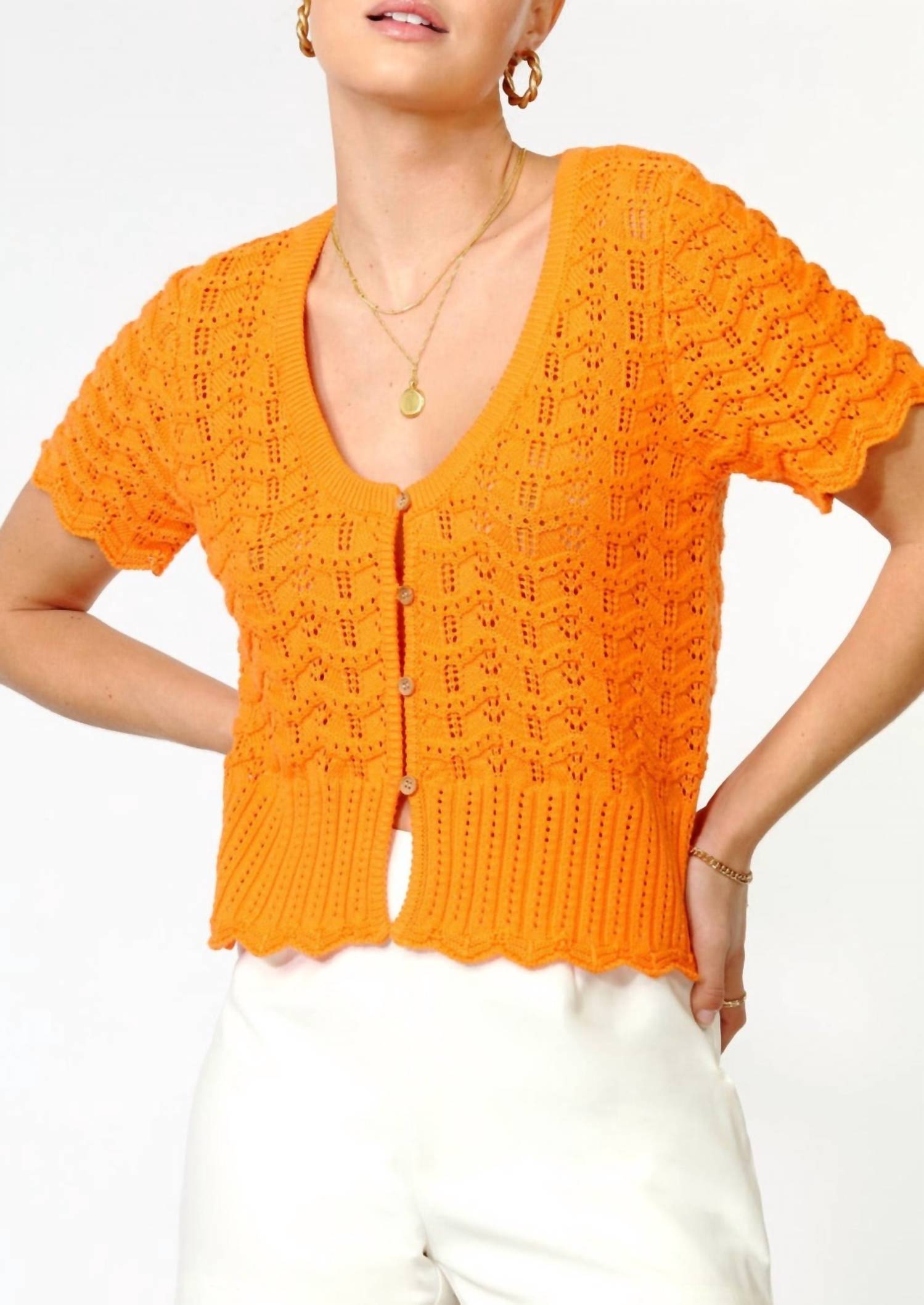 Greylin - Shanti Scalloped Open Neck Cardigan