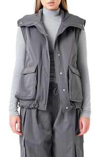Grey Lab Snap Button Boxy Vest in grey - women's jacket