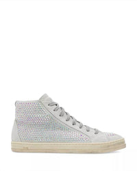 P448 Women's Skate Lace Up Embellished Zip High Top Sneakers in white - women's sneaker - detail view