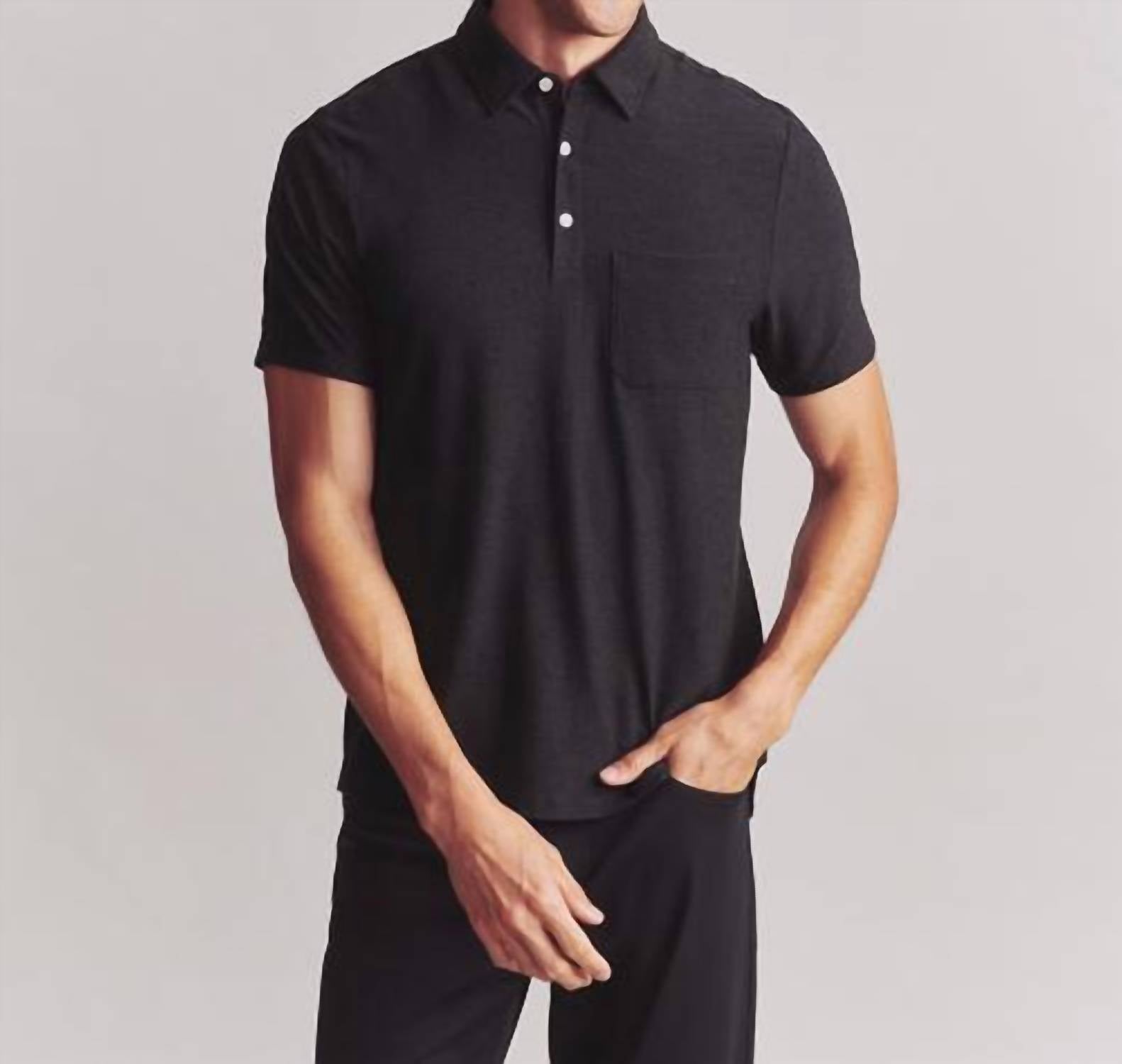 RHONE Wfh Short Sleeve Polo in black - men's shirt