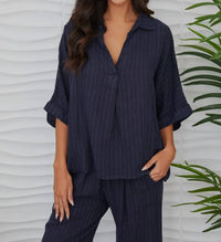 Milio Milano - Camden Pinstripe Popover Blouse