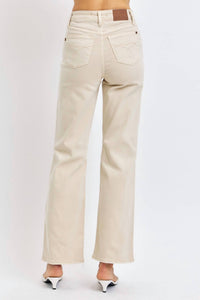 Judy Blue High Waist 90’s Straight Denim Jeans in bone - women's jeans - detail view