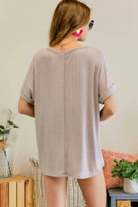 Adora - Boat Neck Short Sleeve Loose Fit Top