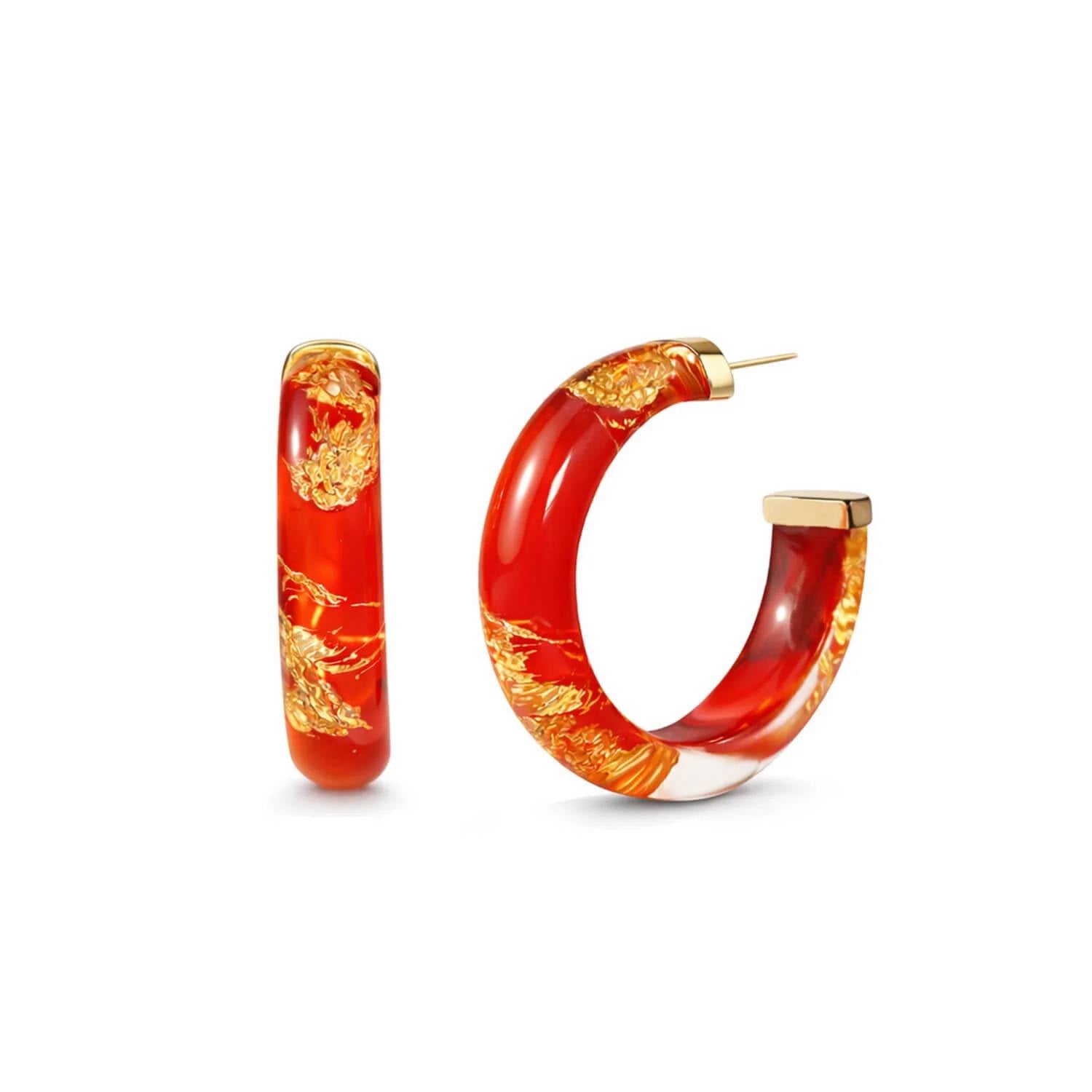 Gold & Honey - Women's Small Lucite Hoop Earrings