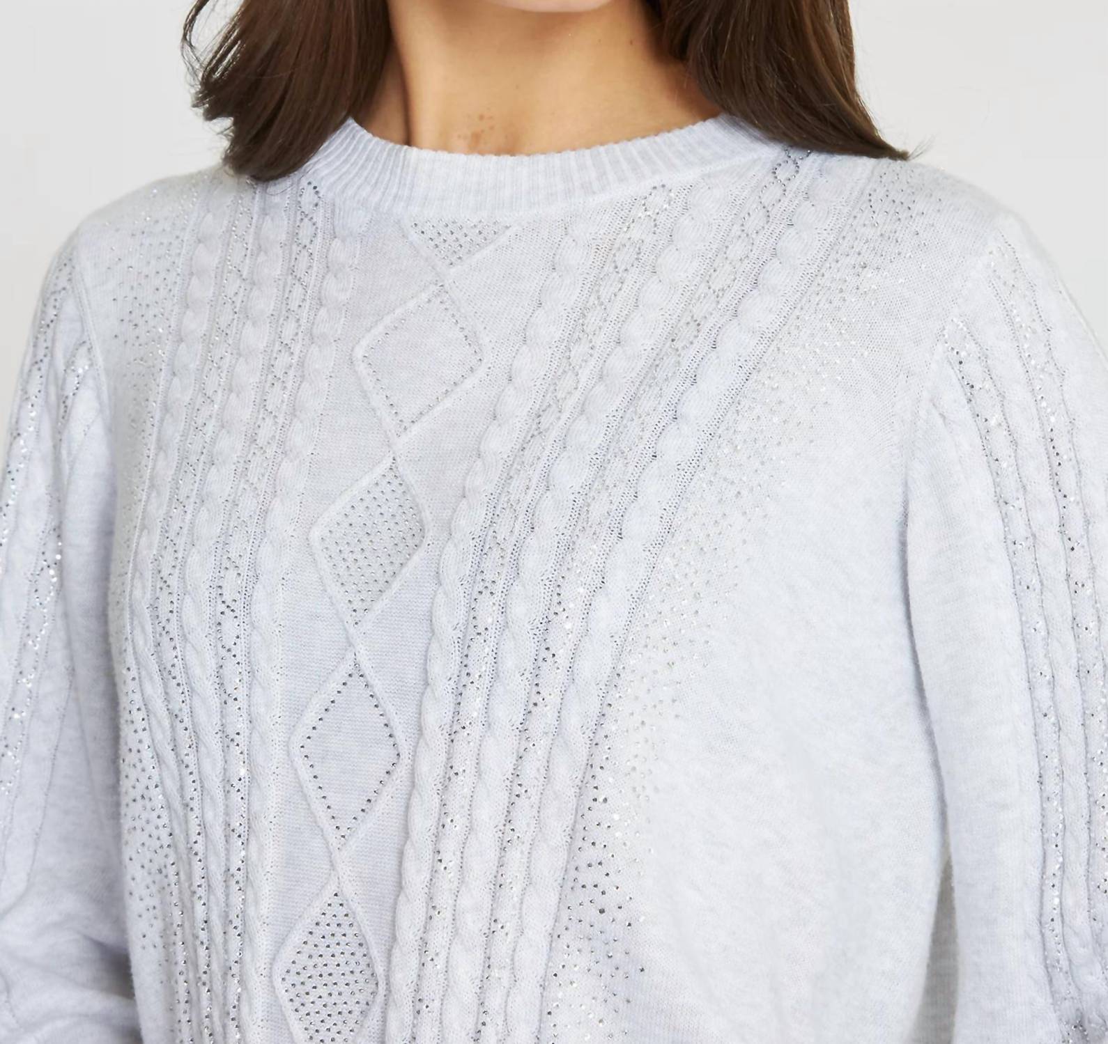 Autumn Cashmere - PUFF SLEEVE CABLE CREW TOP