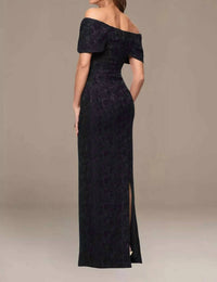 Betsy & Adam - Brocade Jacquard Off-the-shoulder Long Dress