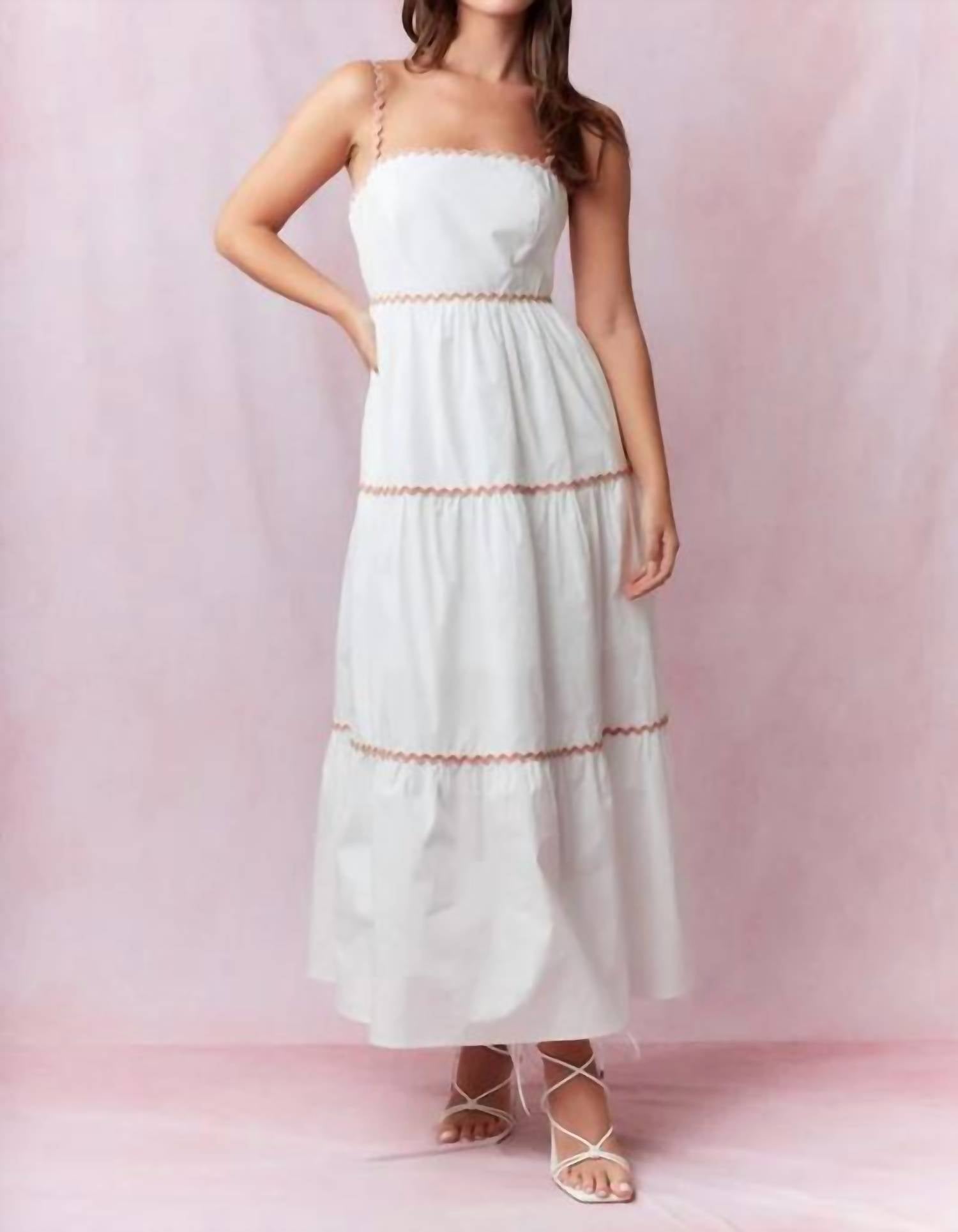 Peach Love - RIC RAC TRIM DETAIL SLEEVELESS MIDI DRESS