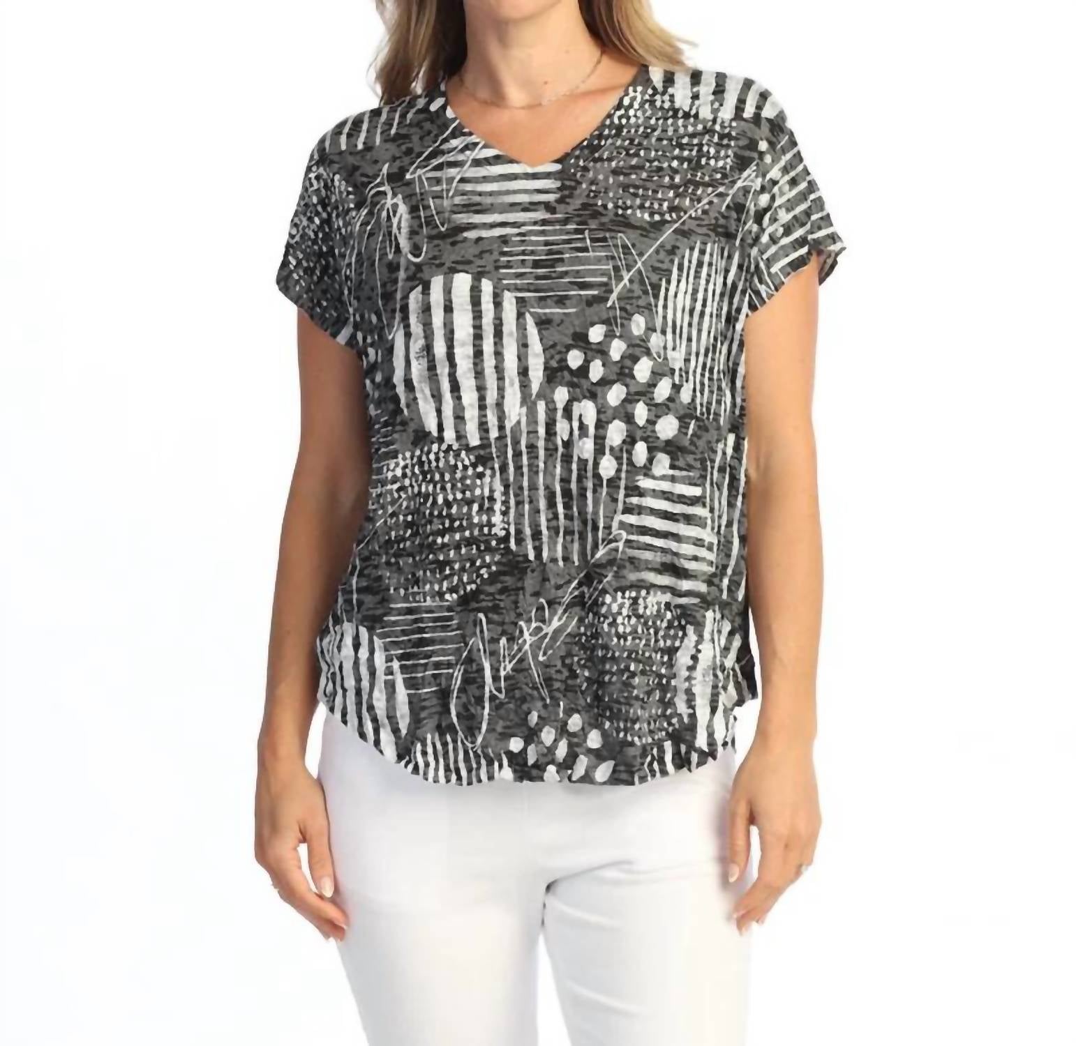 Jess & Jane - Crushed V-neck Dolman Sleeve Top