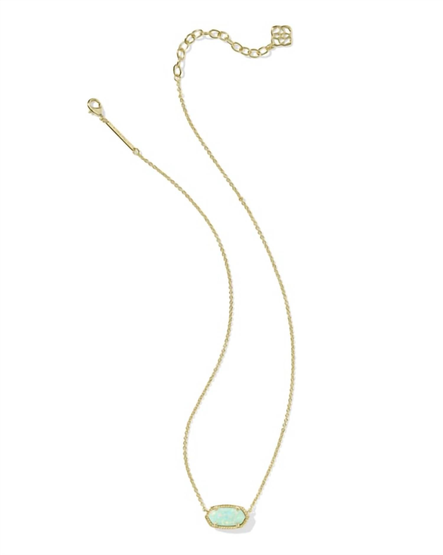 Kendra Scott Women's Elisa Short Pendant Necklace in green lab grown opal - women's jewelry - detail view