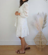 NIBI MTK Georgia Palm Eyelet Dress in white - women's dress - detail view