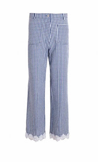 Vilagallo - Women's Gingham Lace Trousers Pant