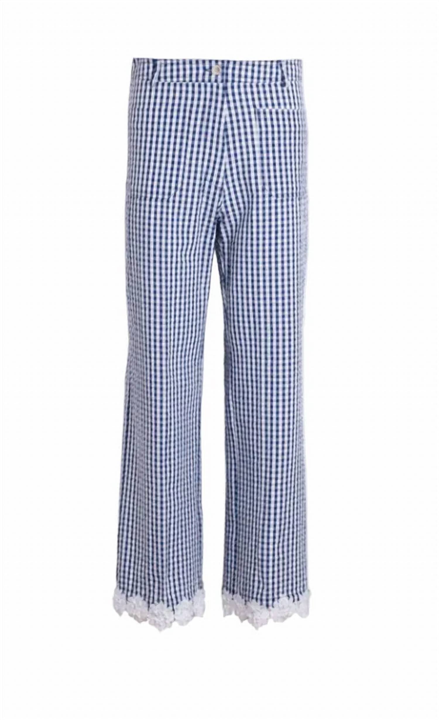 Vilagallo - Women's Gingham Lace Trousers Pant