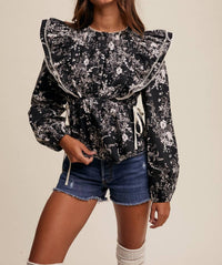 Listicle - Victorian Floral Ruffle Blouse