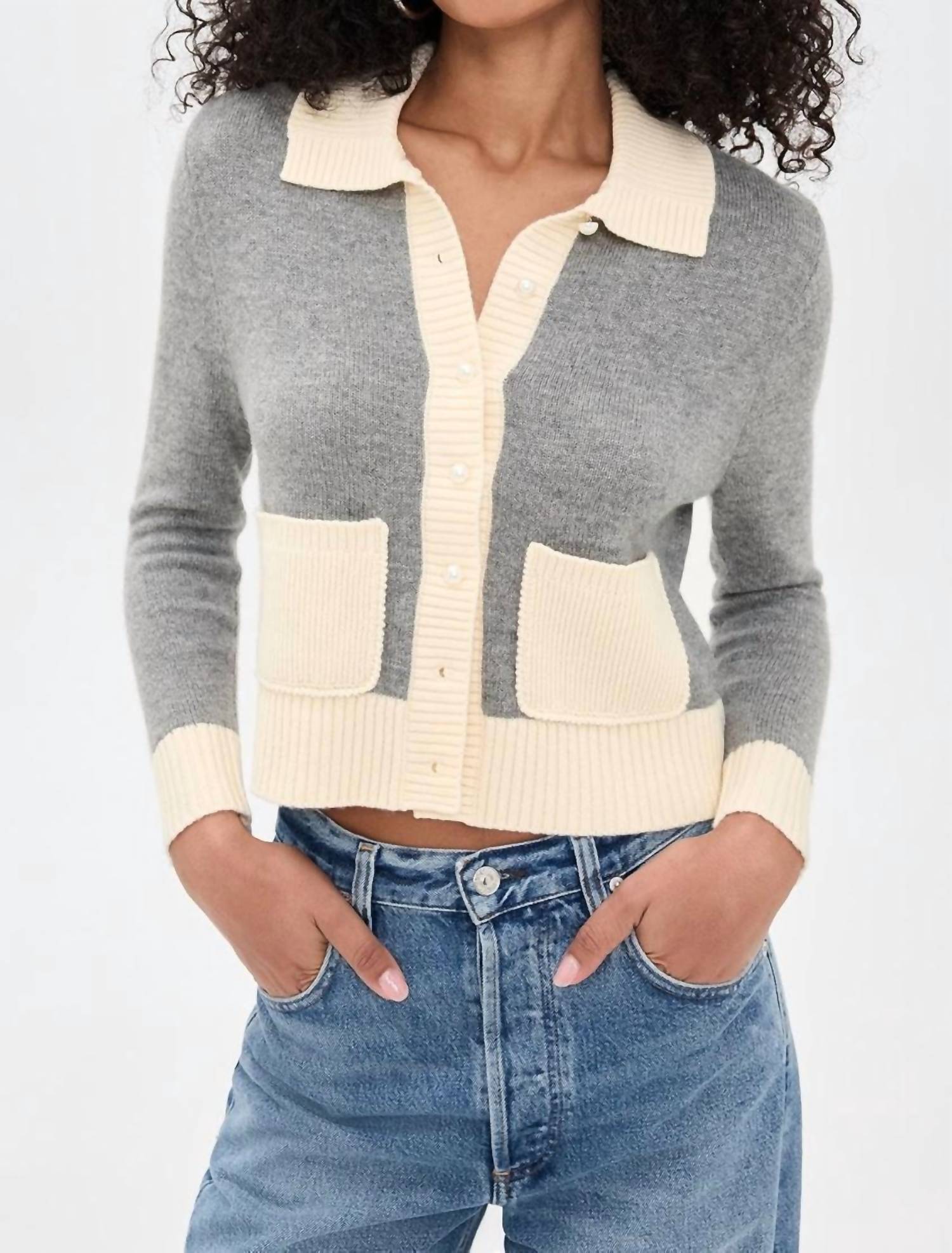 Re/Done - Pearl Contrast Cardigan