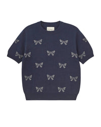 Jumper1234 Bow Short Sleeve Top in midnight navy - women's t-shirt - view 4