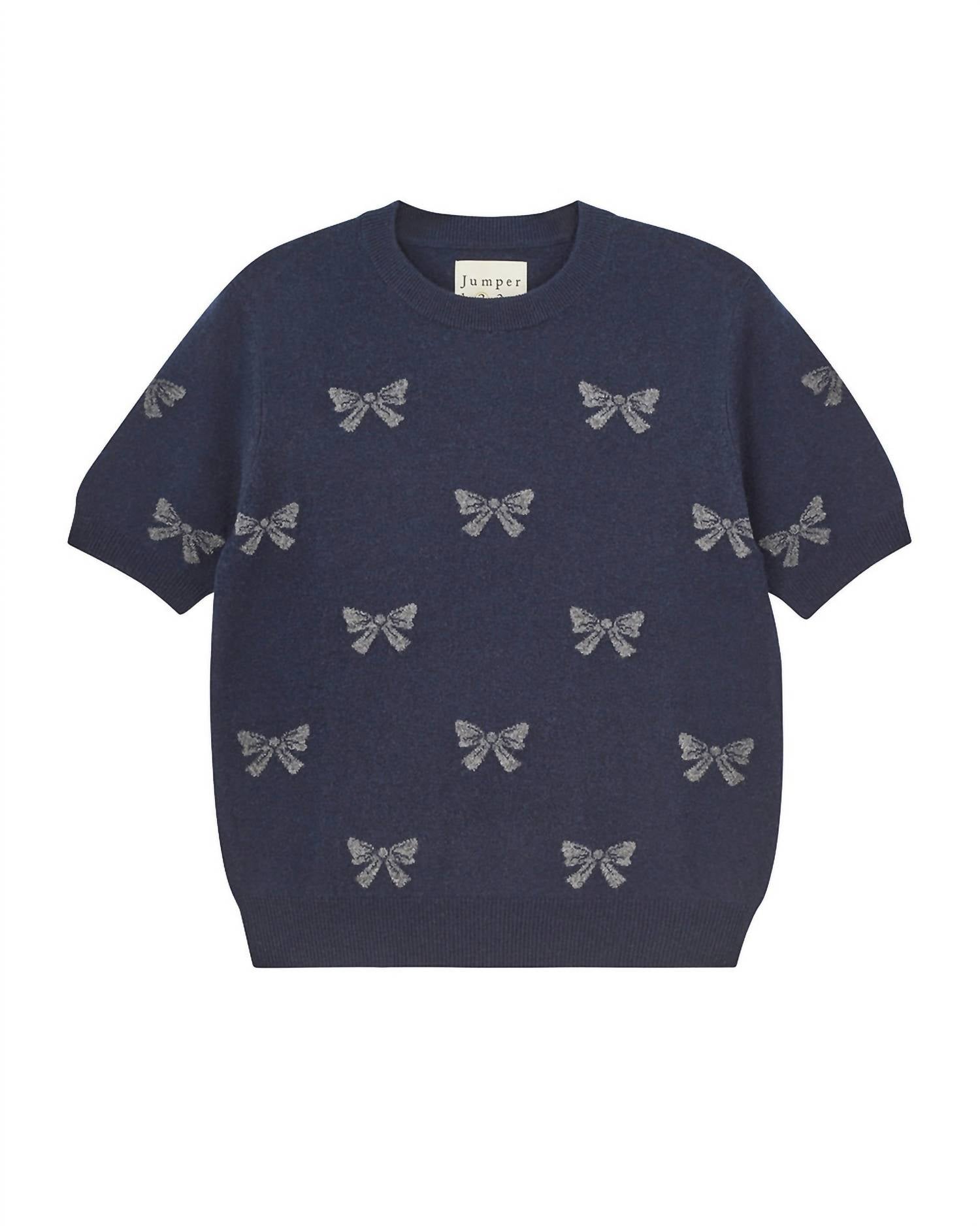 Jumper1234 Bow Short Sleeve Top in midnight navy - women's t-shirt - view 4