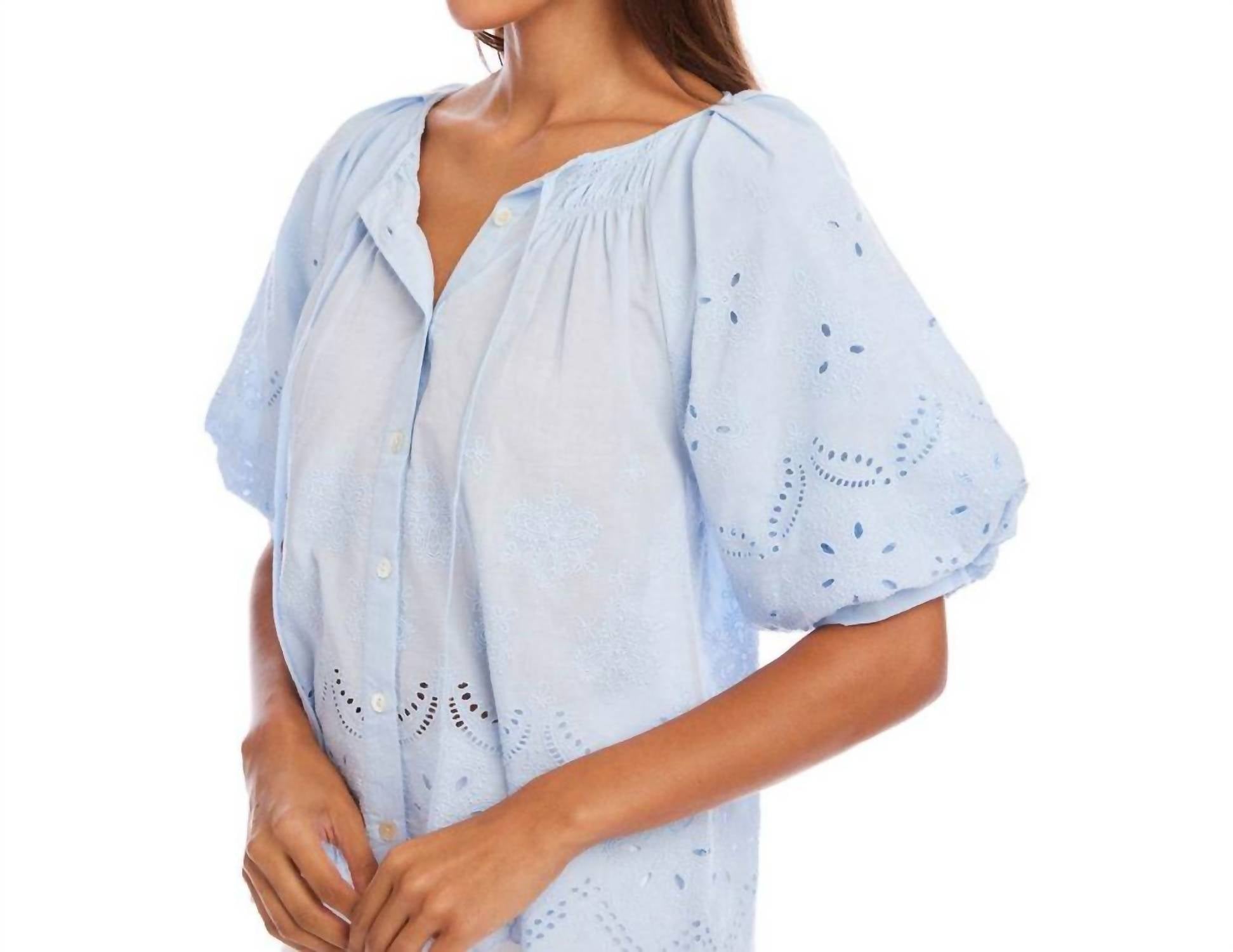 Karen Kane - Puff Sleeve Embroidered Top