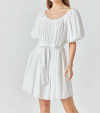 Endless Rose - Eloise Pleated Puff Sleeve Mini Dress