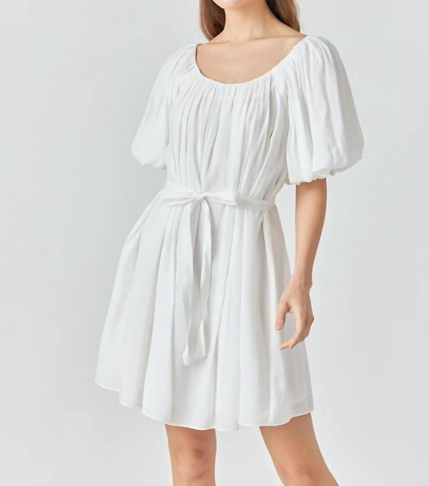 Endless Rose - Eloise Pleated Puff Sleeve Mini Dress