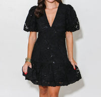 2.7 August Apparel - Sequin Lace Mini Dress
