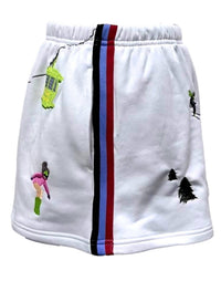 QUEEN OF SPARKLES Gondola Side Stripe Skort in white multi - women's shorts - view 7