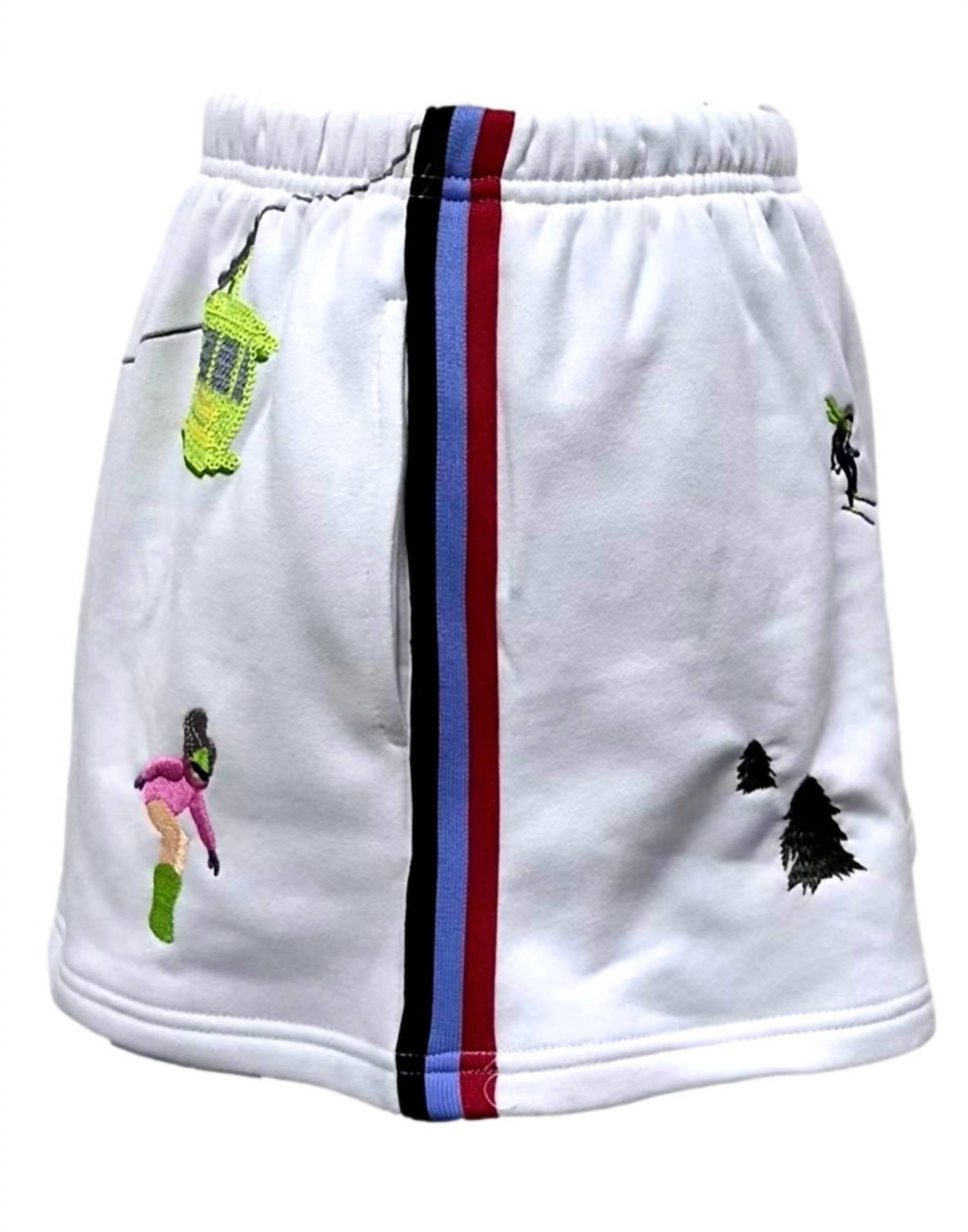 QUEEN OF SPARKLES Gondola Side Stripe Skort in white multi - women's shorts - view 7