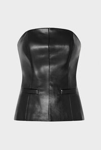 Milly - Faux Leather Strapless Top