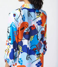 Joseph Ribkoff - Abstract Face Print Longline Blazer