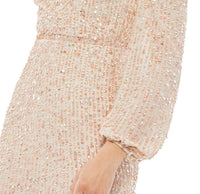 Mac Duggal - Sequin Long Sleeve Cocktail Midi Dress
