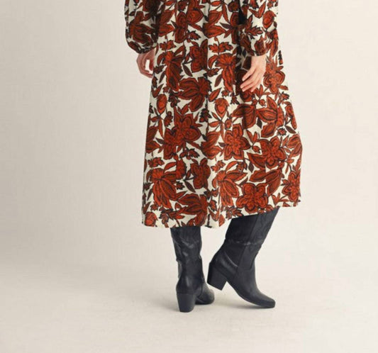Jodifl - Long Sleeve Floral Midi Dress