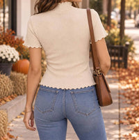 Fate + Fortune - Short Sleeve Mock Neck Top