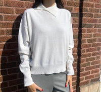 The 73 Asymmetrical Collar Sweater Top in ecru - women's sweater