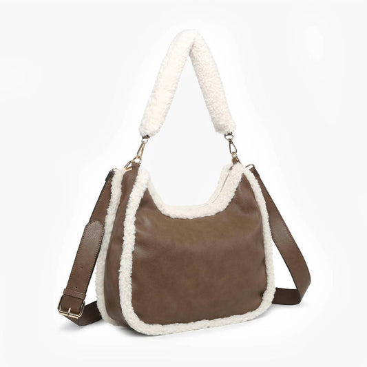 Jen & Co. - Reece Vegan Leather Sherpa Satchel Bag