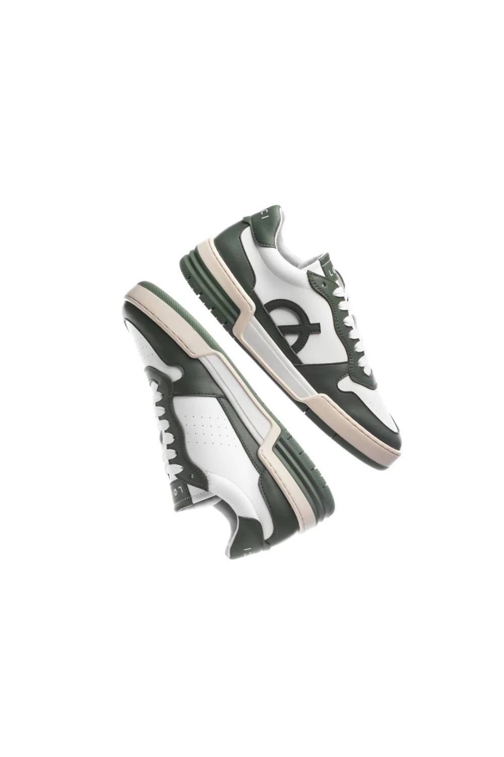 Loci Unisex Atom Panelled Faux Leather Sneakers in white green cream - women's sneaker - view 6