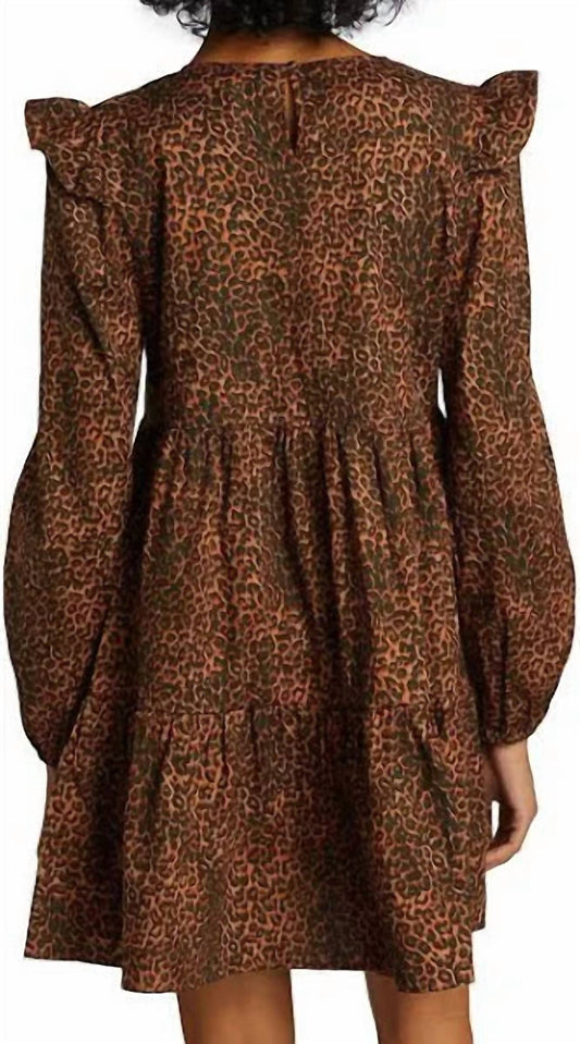 Wayf - Women's Velma Animal Print Ruffled Babydoll Dress