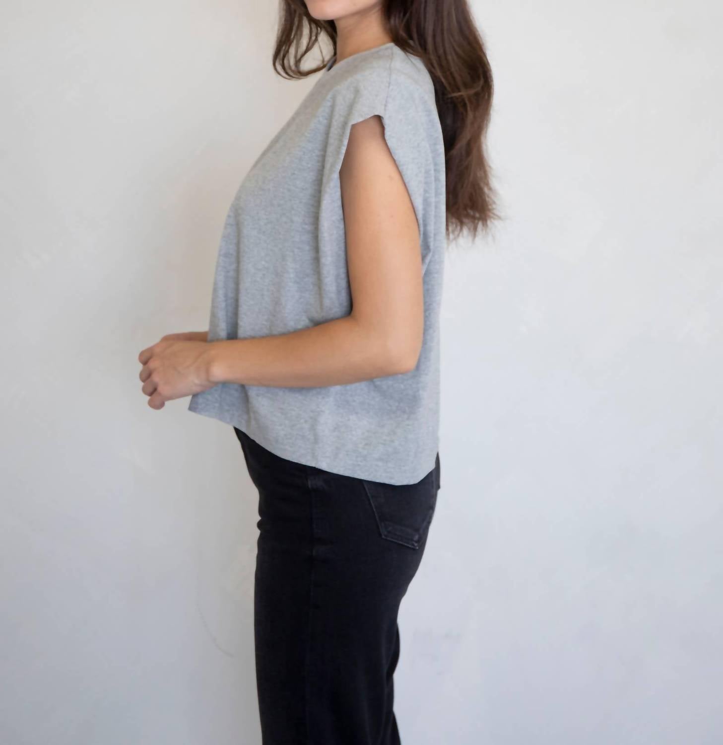 Things Between Tate Muscle Tee in heather grey - women's shirt - alternate view