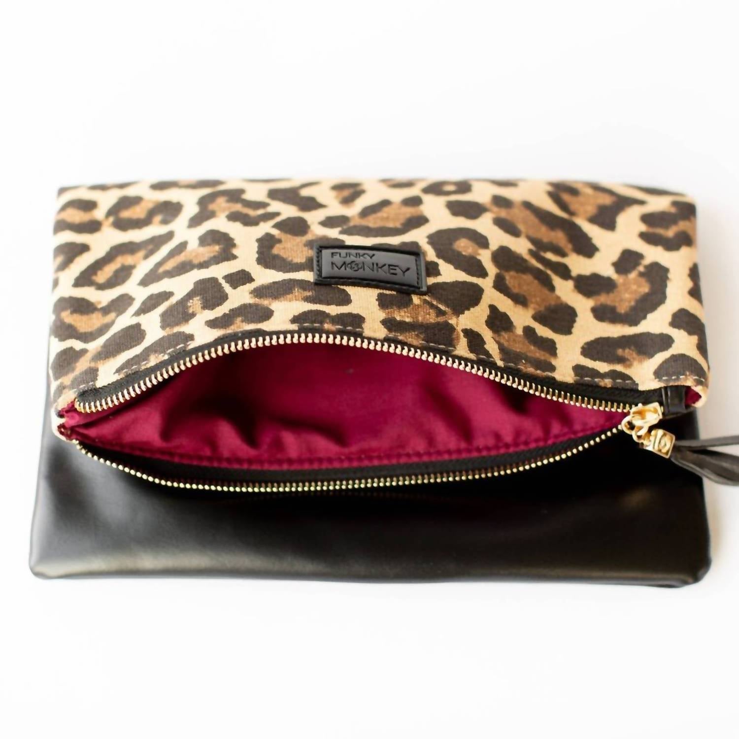 FUNKY MONKEY Fold-over Clutch With Lining in leopard - women's bag