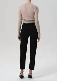 Citizens of Humanity Caia Straight Leg Pants in plush black - women's pants - detail view