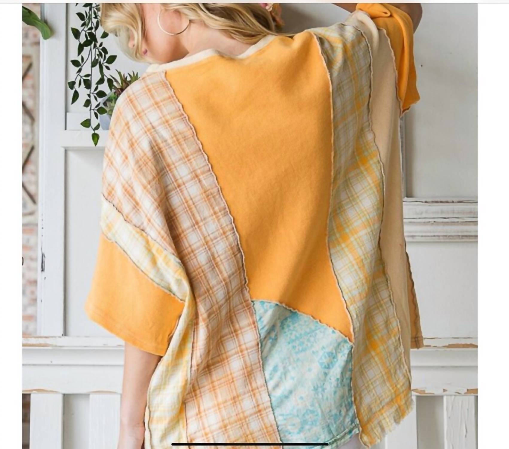 Oli & Hali - Washed Fabric Mixed Boho Top
