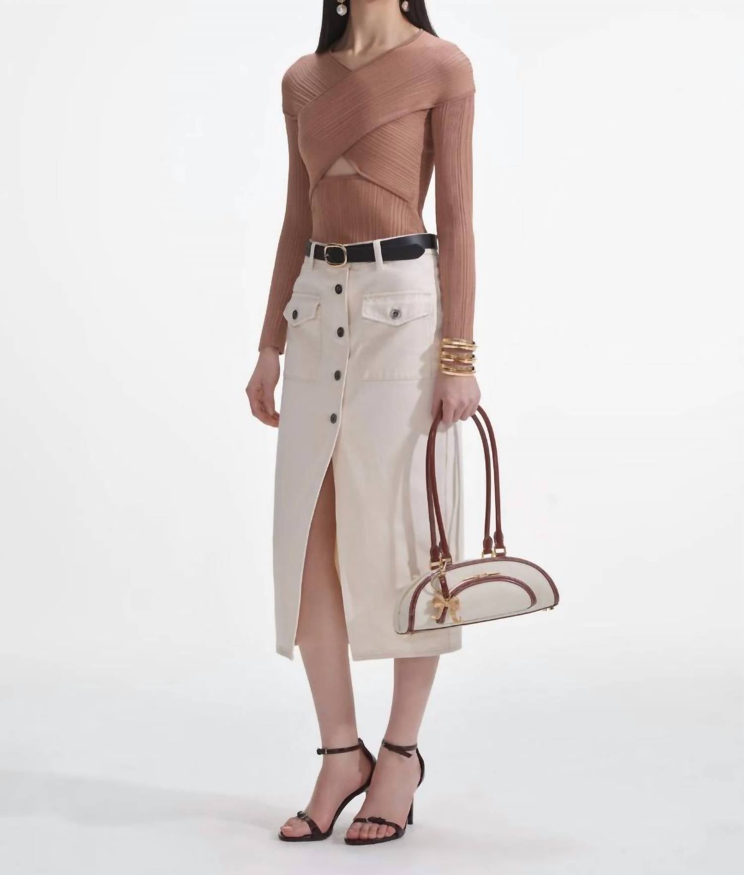 Self-Portrait - Ribbed Knit Wrap Top