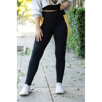 Julia Rose Yasmine Full Length Leggings in yellow panel 1 - women's pants - detail view