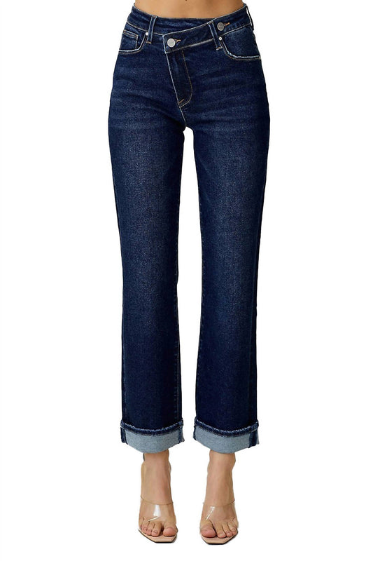 Risen - High Rise Crossover Straight Leg Jeans
