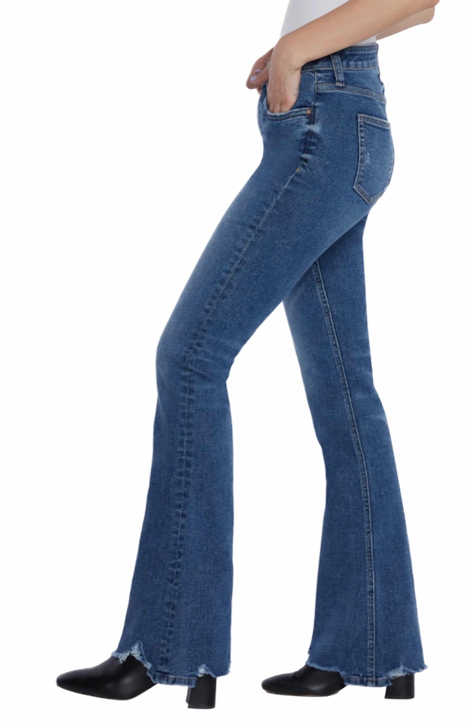 Hint Of Blu - Distressed High Waist Flare Jean