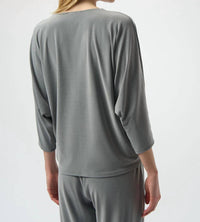 Joseph Ribkoff - Zipped V-neck Long Sleeve Boxy Top