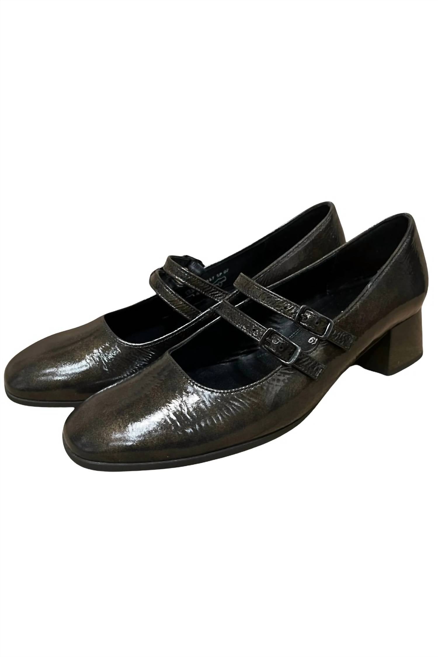GABOR Women's Double Strap Chunky Heel in bronze - women's flats