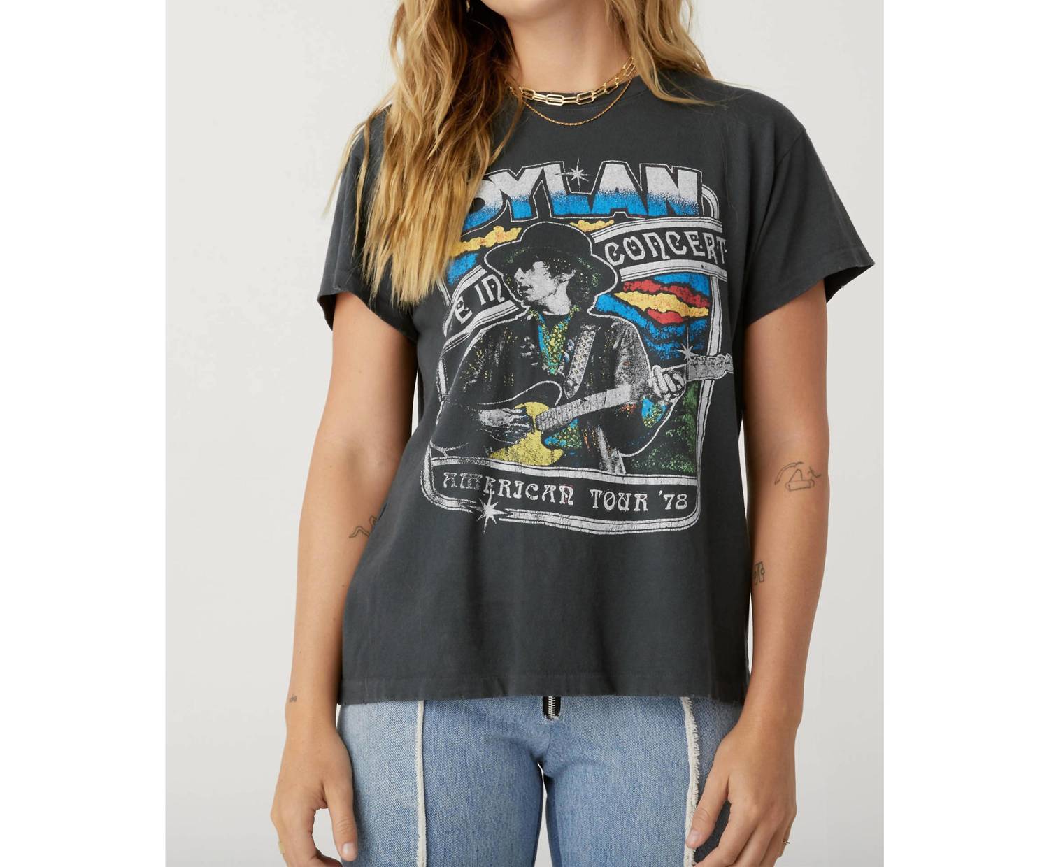 DAYDREAMER Bob Dylan Live In Concert Tour Tee in concert tour tee in vintage black - women's t-shirt