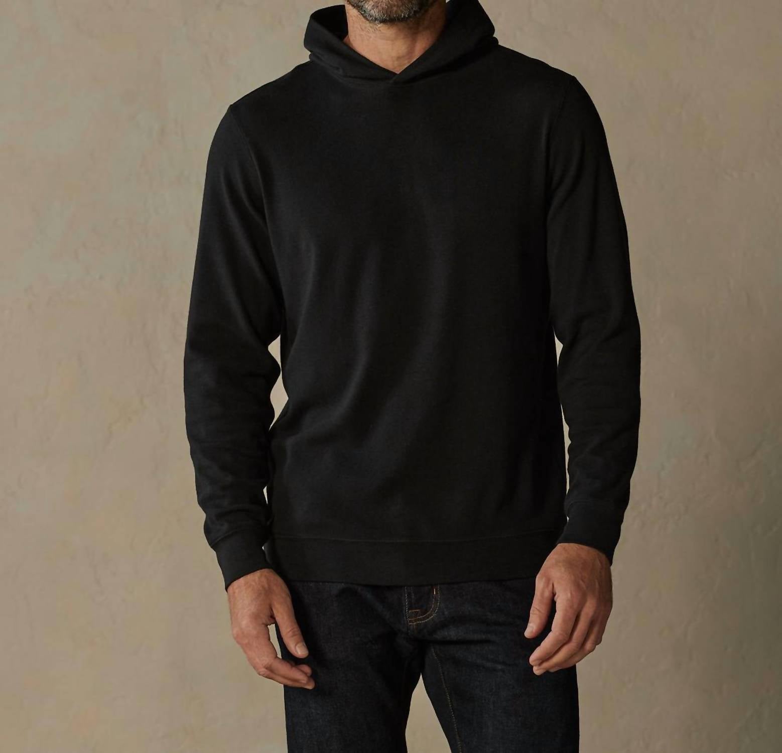 The Normal Brand Puremeso Essential Long Sleeve Hoodie in black - men's shirt