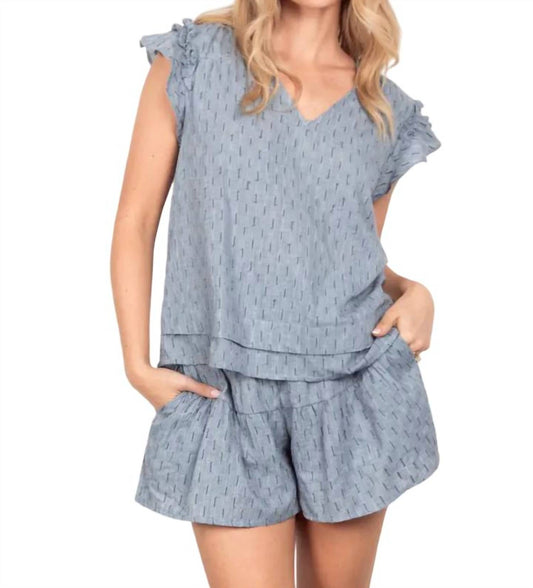 Very J - Solid Cotton Woven Top Set Short