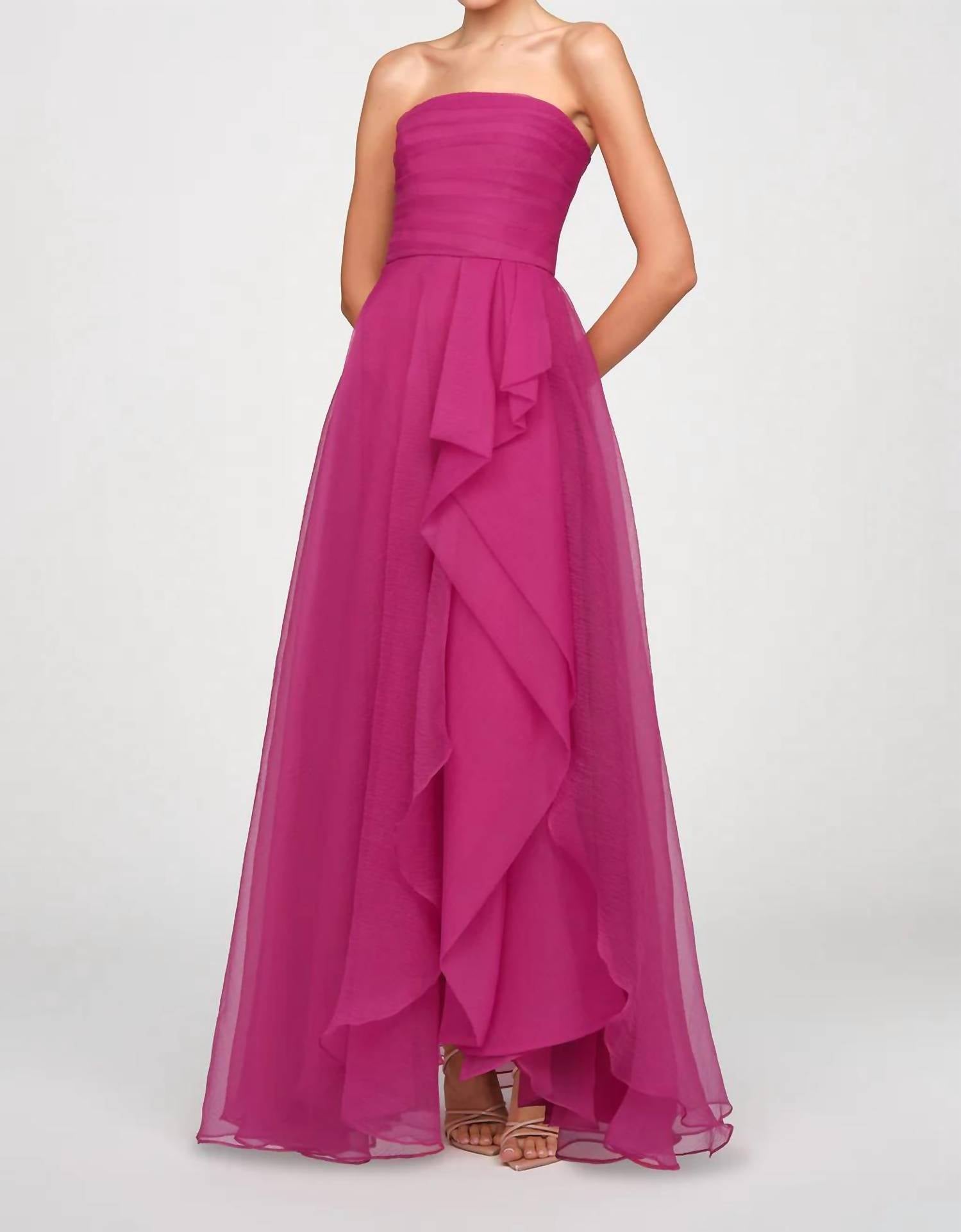 Theia - Teresa Strapless Draped Gown